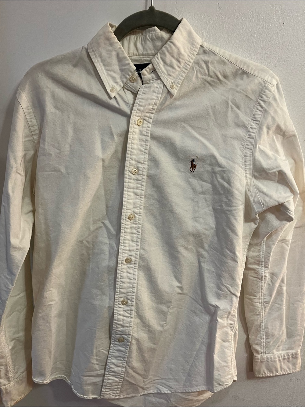 Ralph Lauren White Button-Down Oxford Shirt with Polo Logo